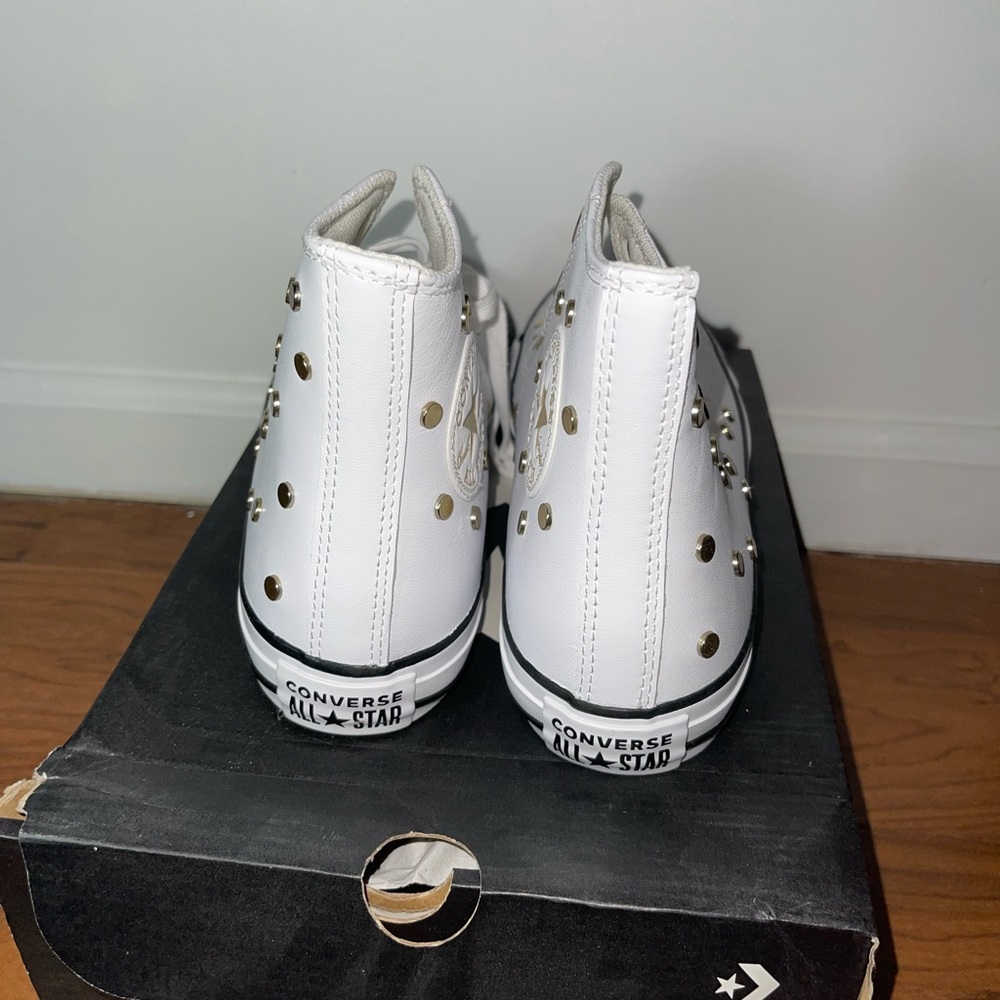 CONVERSE WHITE/GOLD POLKA DOTS - Picture 2 of 7